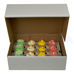 12 mini (Corr) White cupcake box with 3.5cm divider