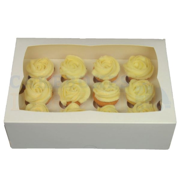 Premium 12 Mini Cupcake White Window Box with 3.5cm Divider