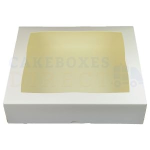 Premium White Window Cake Box 12.75 x 11.5 x 3 in.