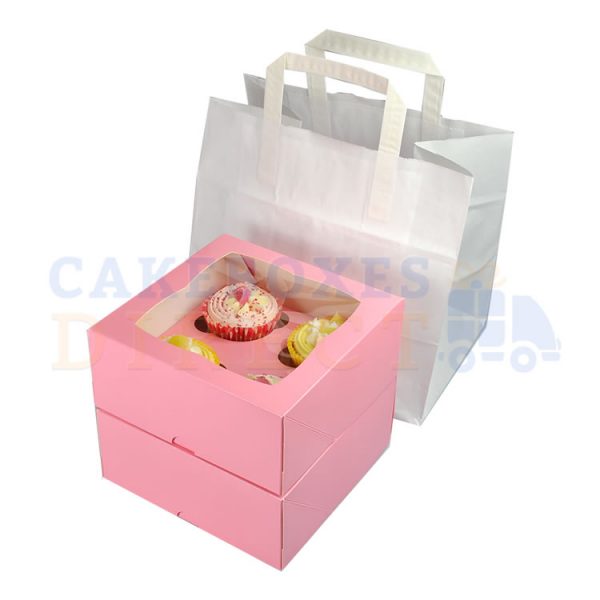 4 Cupcake White Paper Carrier Bag 260 x 175 x 245 mm (Qty 250)