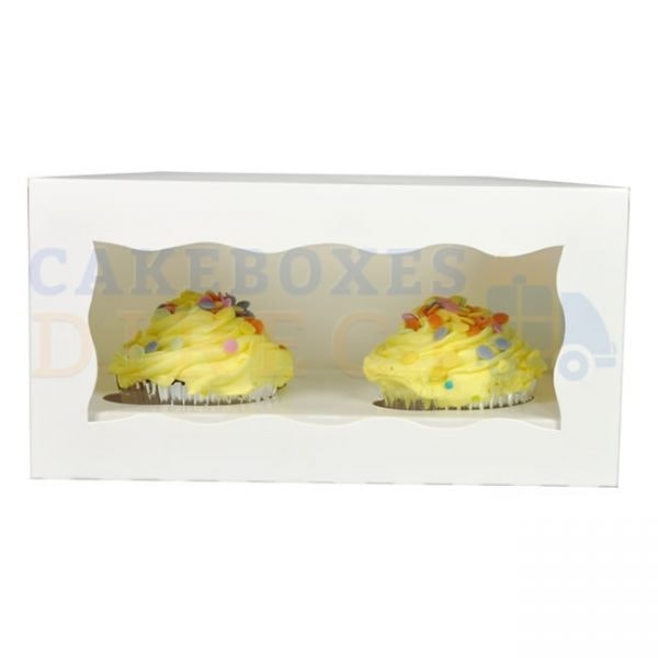 Double Premium White Cupcake Window Box with 6cm Divider