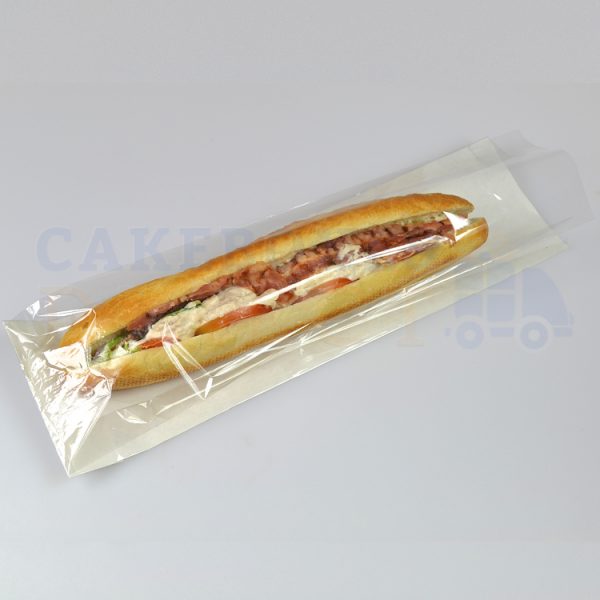 White Film Fronted Baguette Bags 4 x 6 x 14 in (Qty 1000)