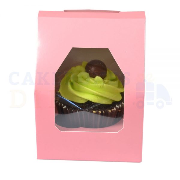 Single Premium Pink Cupcake Window Box with 6cm Divider
