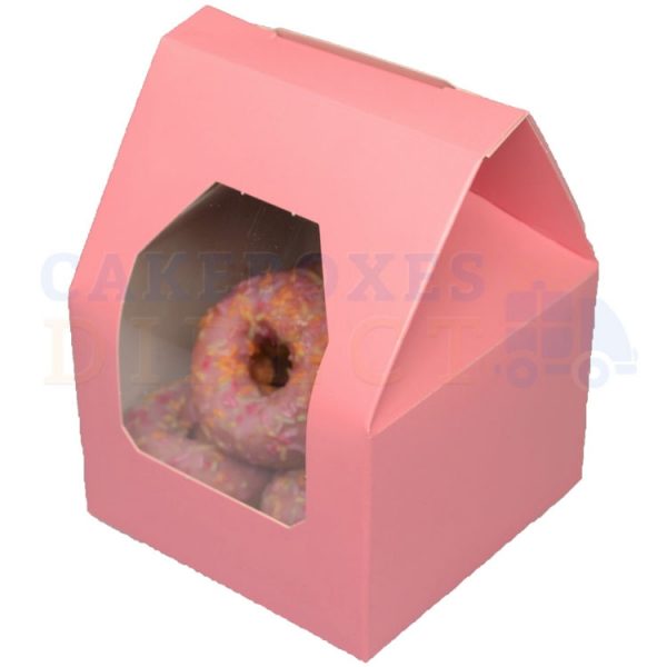 Premium Pink Window Cake Box 3.5 x 3.5 x 5 in